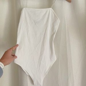 Wild Fable White Ribbed Bodysuit. Size - Small